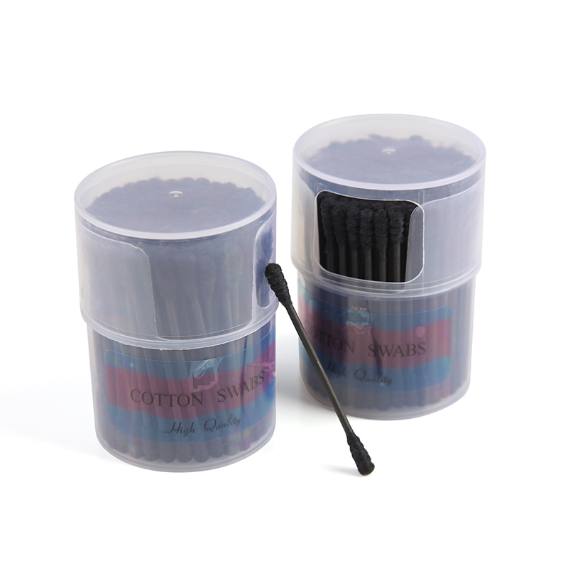 Tampoane cosmetice de bumbac negru cu două capete cu cutie 