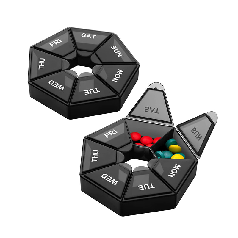 Organizator săptămânal de pastile portabil, foarte mare, pentru medicamente 