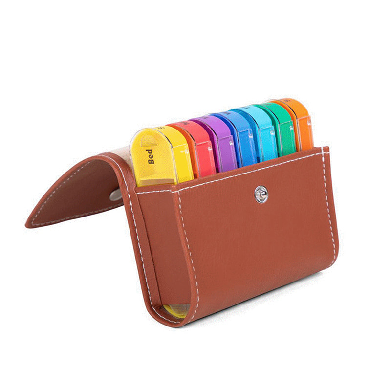 Organizator personalizat de pastile zilnice săptămânale cu carcasă din PU 