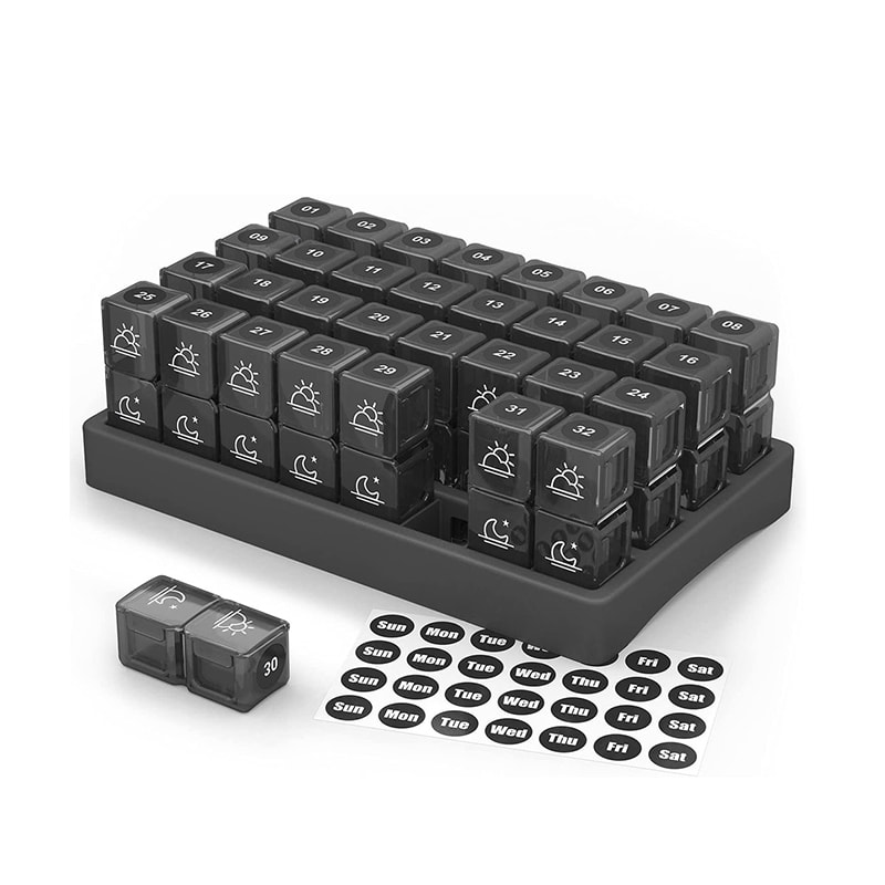 Organizator reutilizabil, lunar, săptămânal, zilnic pentru tablete pentru călătorii 