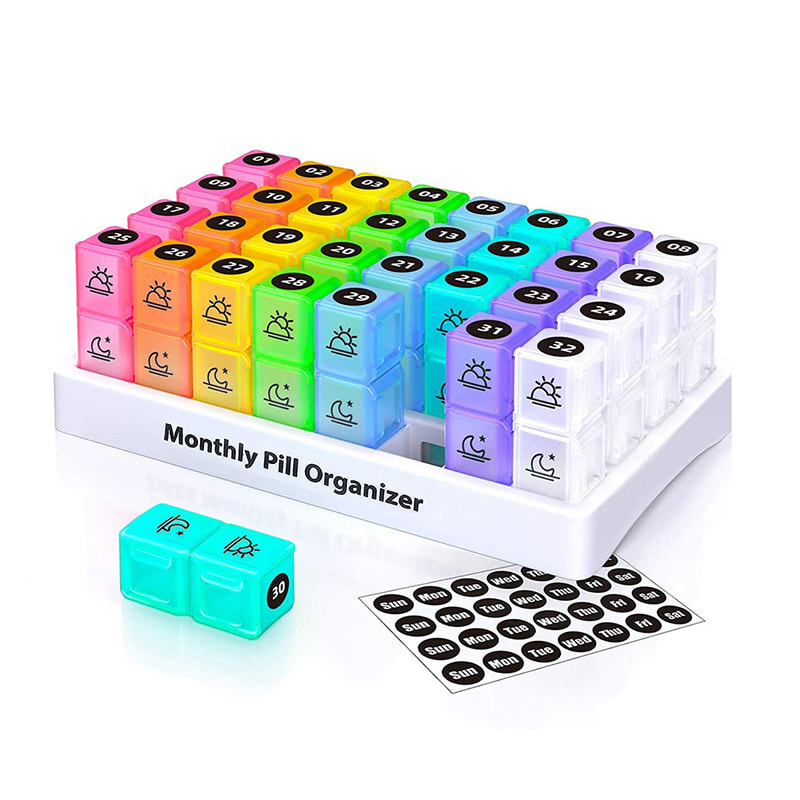 Planificator lunar de pilule de 2 ori pe zi colorat de uz casnic 